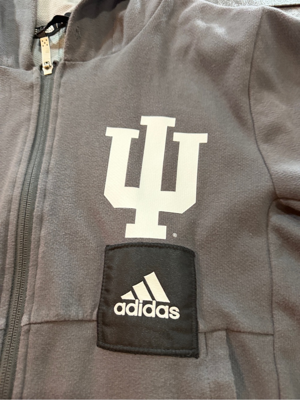adidas Men's Gray IU Indiana university Full-Zip Hoodie Jacket Sz S